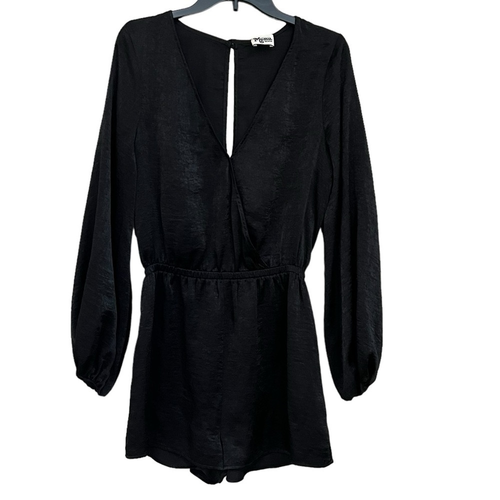 Show Me Your Mumu Black Kelsey Romper Women’s M Long Sleeve V-Neck